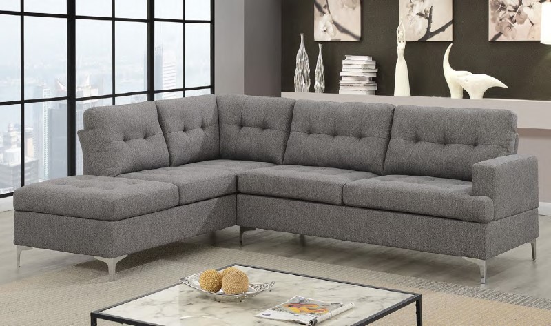 Corner Sofa LHF Grey Fabric - Click Image to Close